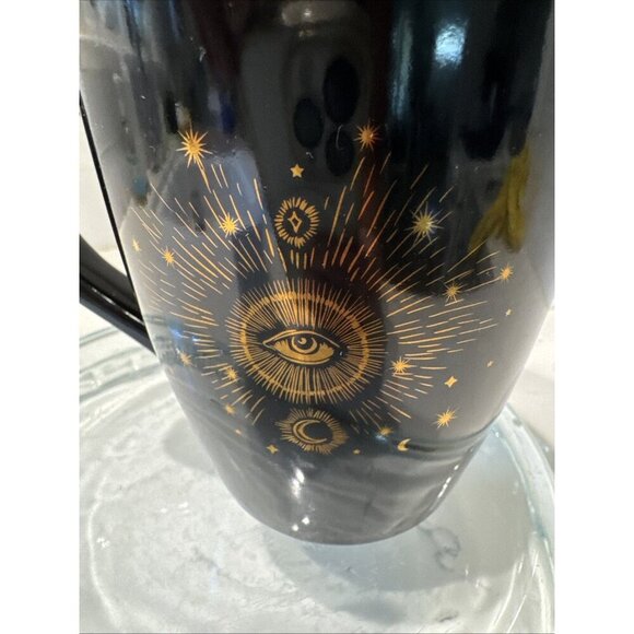Eye to the Sky Coffee Mug Cosmic Vibes Black Gold foil 20oz Coffee Mug - Picture 12 of 13